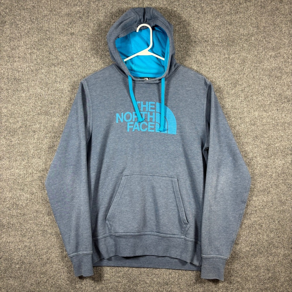 The North Face Half Dome Hoodie Mens S Heather Blue Teal Logo Pullover